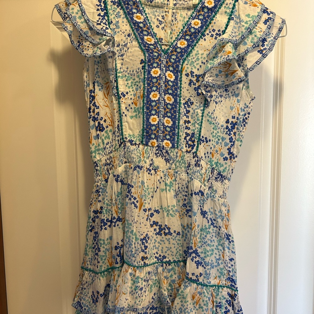 Poupette St. Barth Blue and Yellow Kids Casual Dress